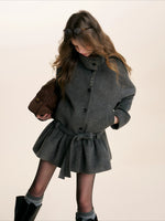 Gray Floral Sequin Wool Coat