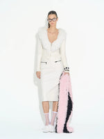 Fur Collar Zip Knit Jacket