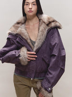 Faux-Suede Fur-Collar Quilted Parka