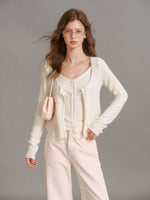 Velvet Tie Front Knit Layered Set