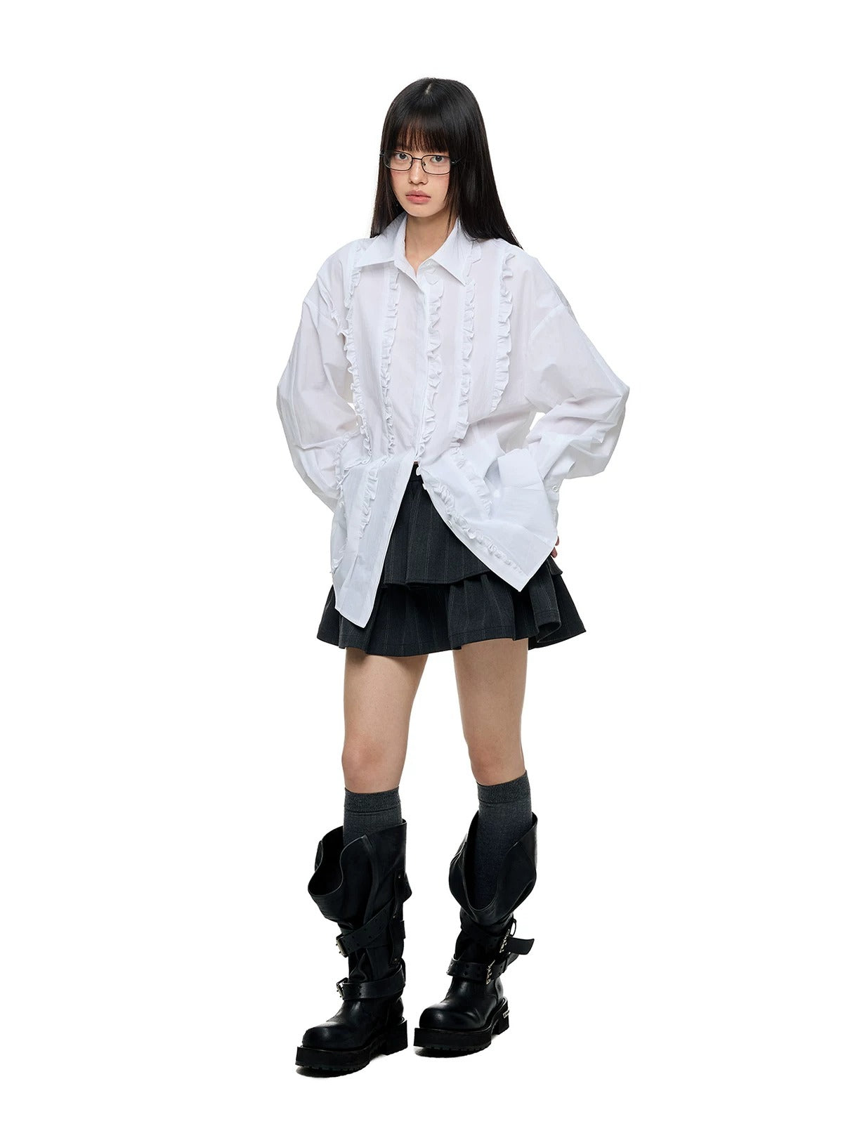 Striped Puff A-Line Mini Skirt