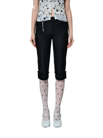 Black Lace Cropped Pants