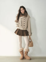 Double-Breasted Wool Cape Coat