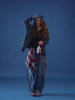 Striped Cat-Ear Hooded Jacket