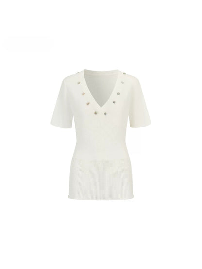 Cutout V-Neck Knit Top