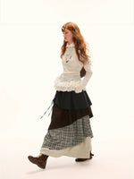 Ruffle High-Neck Slim Long Sleeve Top