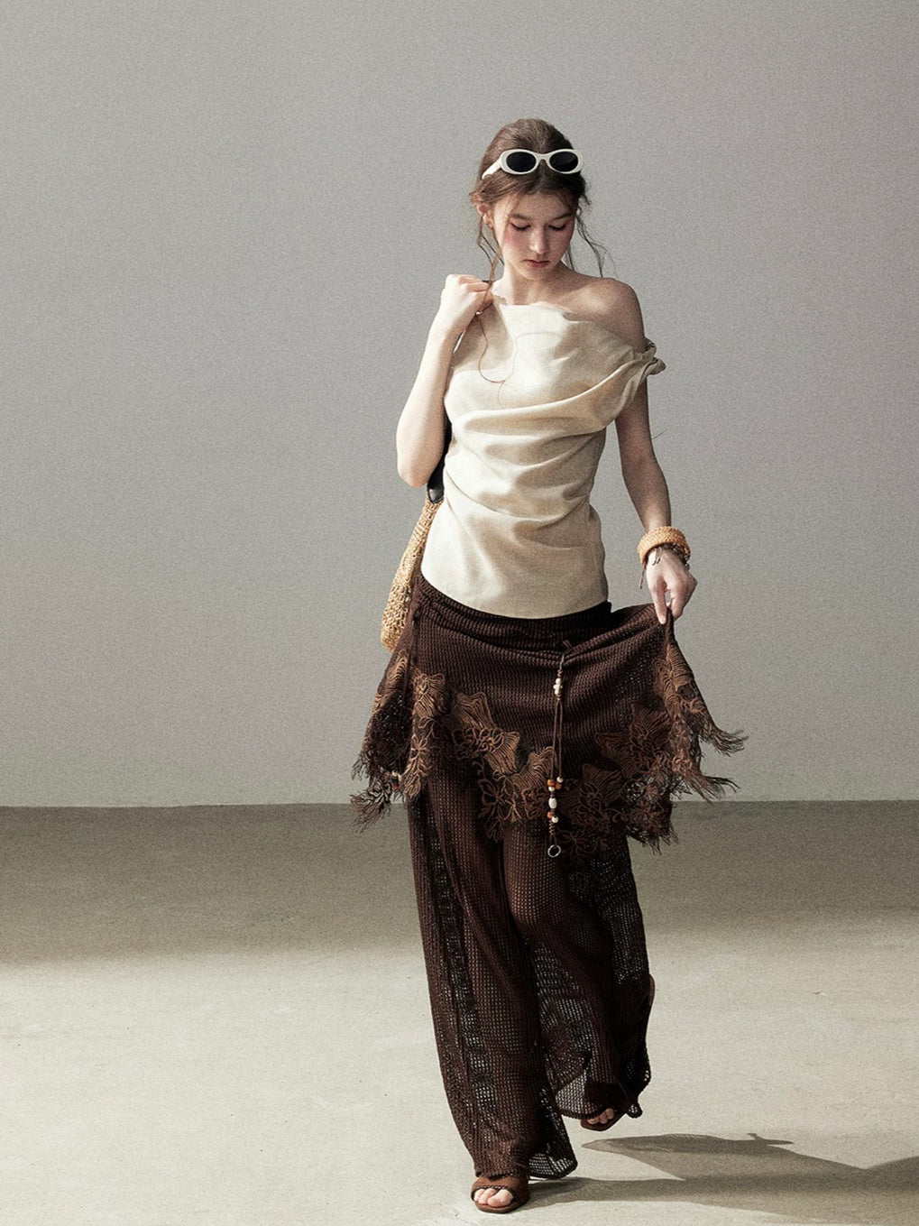 Lace Patchwork Wide Leg Pants