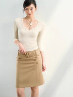 Embellished V-Neck Knit Top