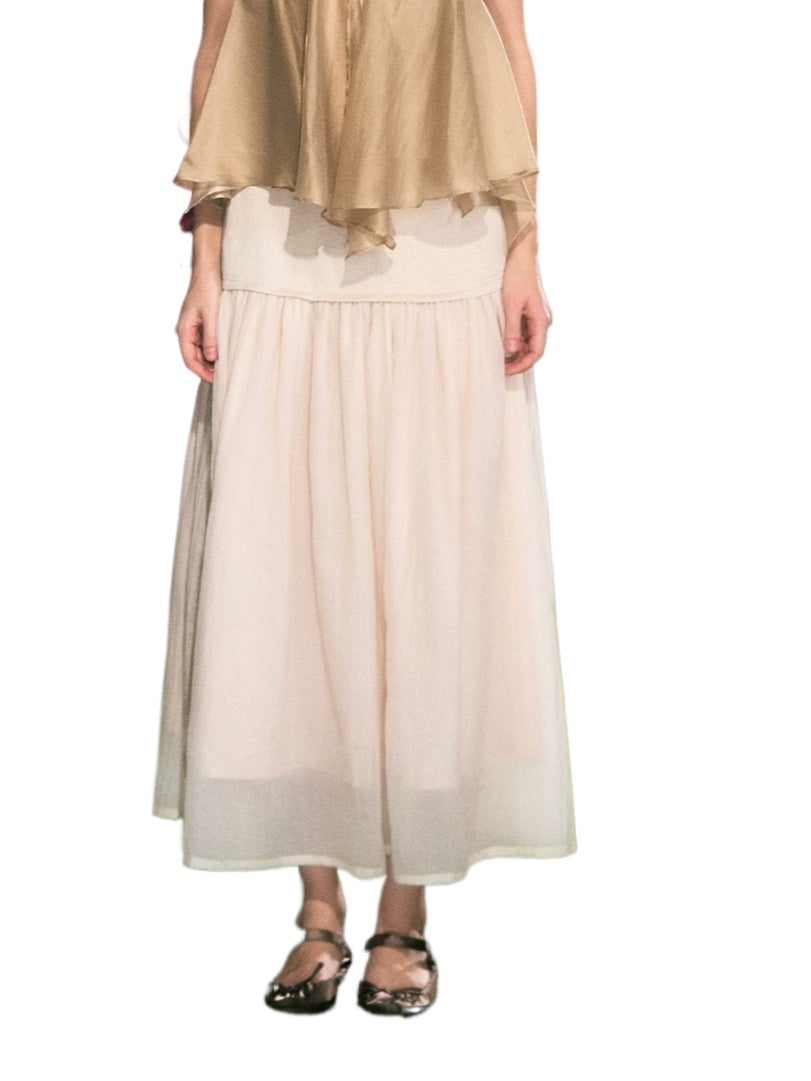 Apricot Pleated Layered Skirt