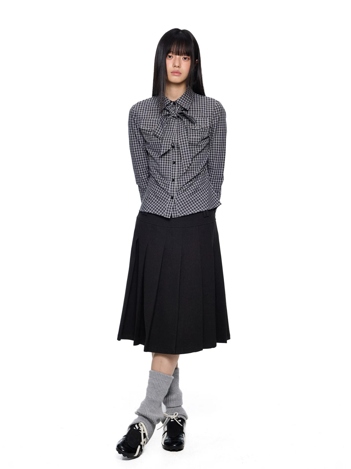 Vintage Plaid Bow Tie Shirt