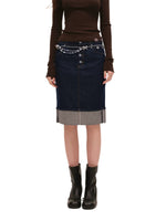 Vintage Foldover Buttoned Denim Skirt