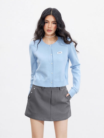 Blue &amp; Yellow Rolled Hem Knit Cardigan