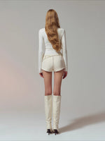 Lace Panel Mesh Laced Knit Top