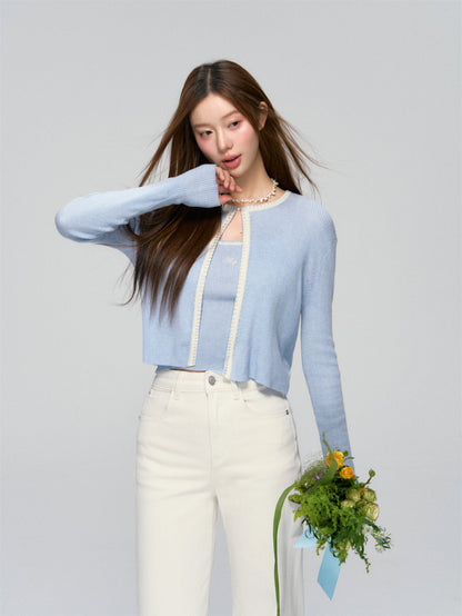 Shell Trim Knit Cardigan Set