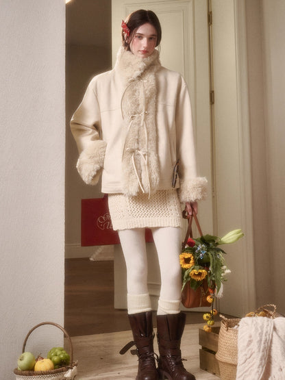 Travel Plan Shearling Fleece-Lined Stand Collar Jacket