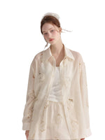 Floral Embroidered Shirt Set
