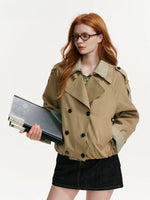 Layered Stripe Panel Trench Jacket