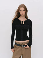 Lace Tie Tencel Wool Top