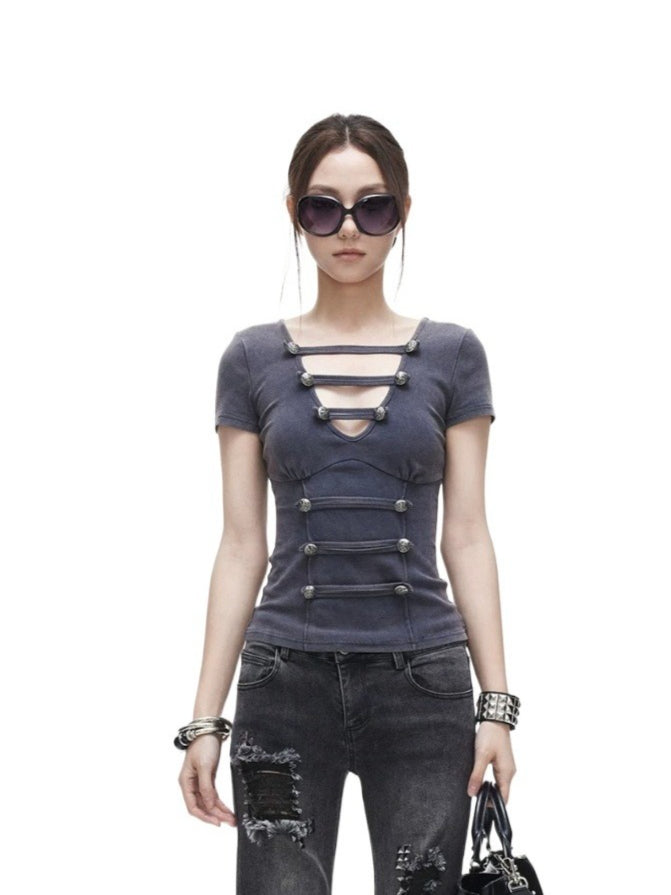 Washed Cutout Tee