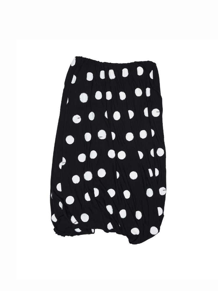 Polka Dot Contrast-Knot Bubble Midi Skirt