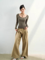 Rhinestone Knit U-Neck Tee