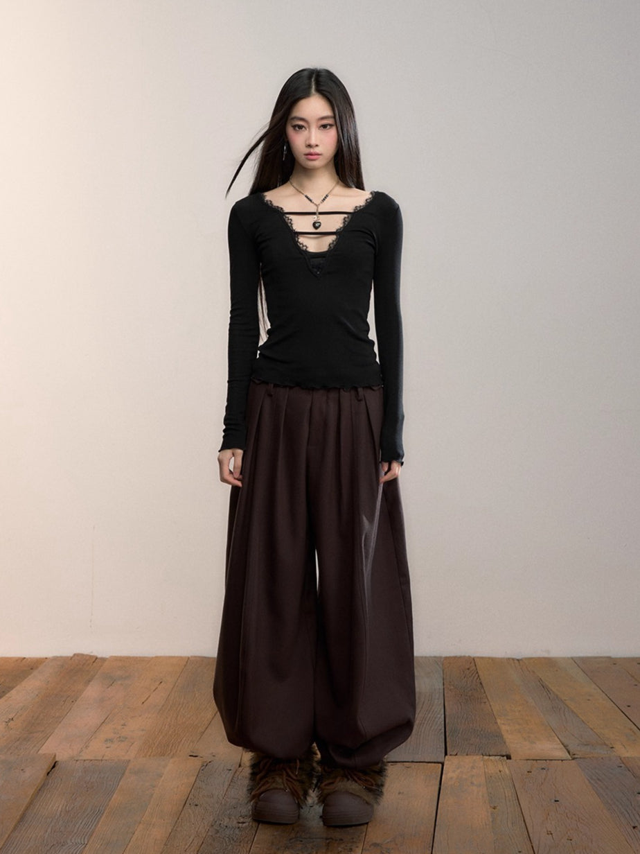 Pleated Wide-Leg Pants