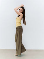 Gray & Khaki Rhinestone Wide-Leg Pants