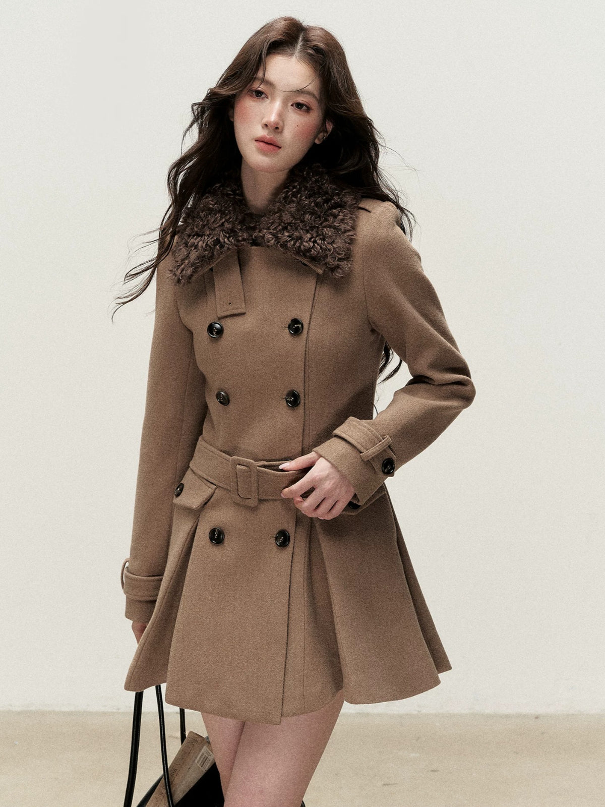 Vintage Double-Breasted Wool Trench Coat