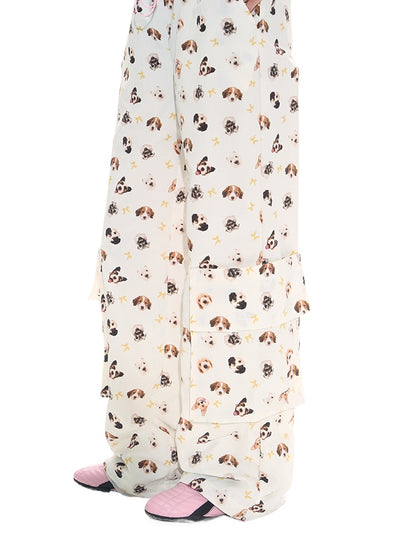 White Low-Rise Cargo Wide-Leg Pants