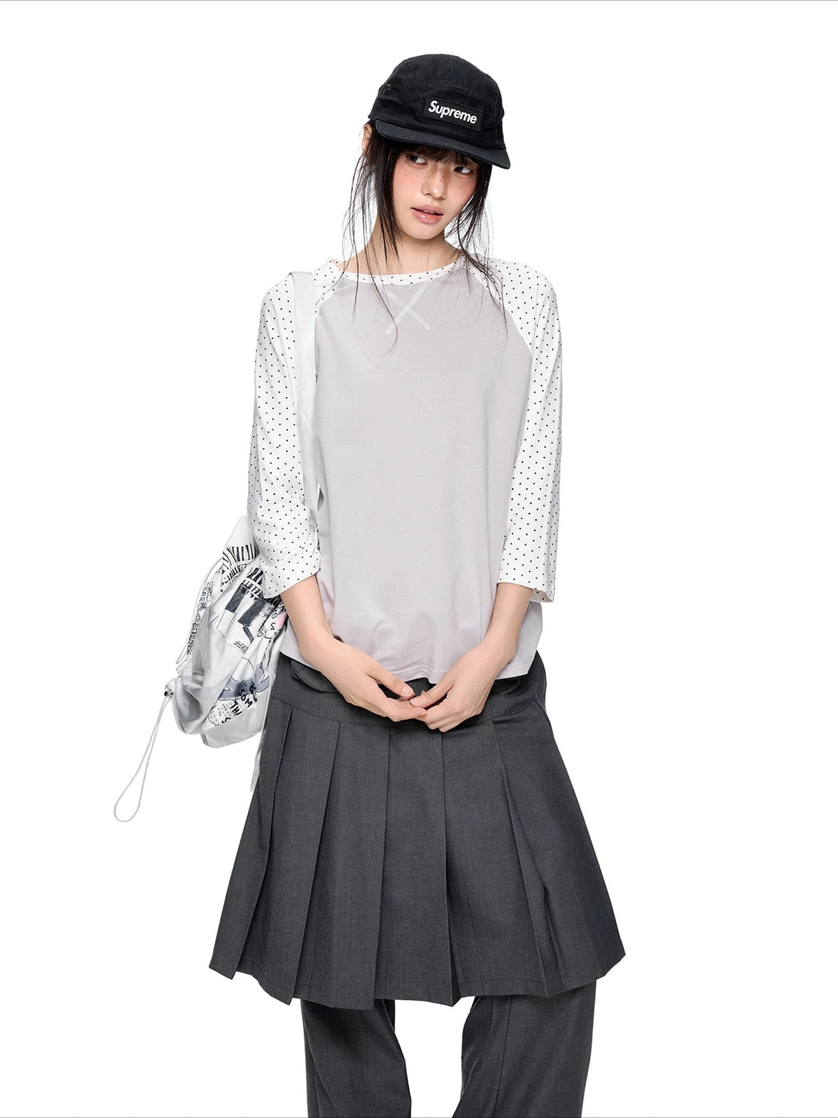 Contrast Stripe Dot Tee