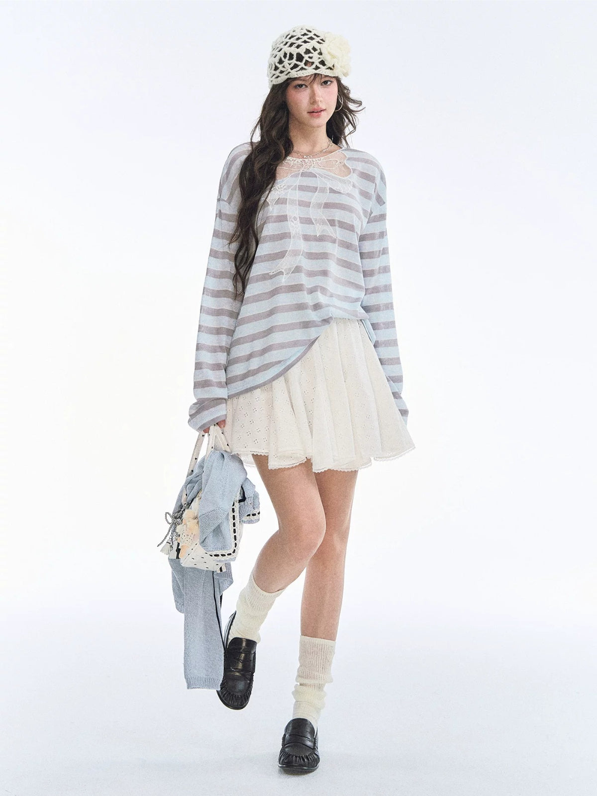 Lace Bow Stripe Top