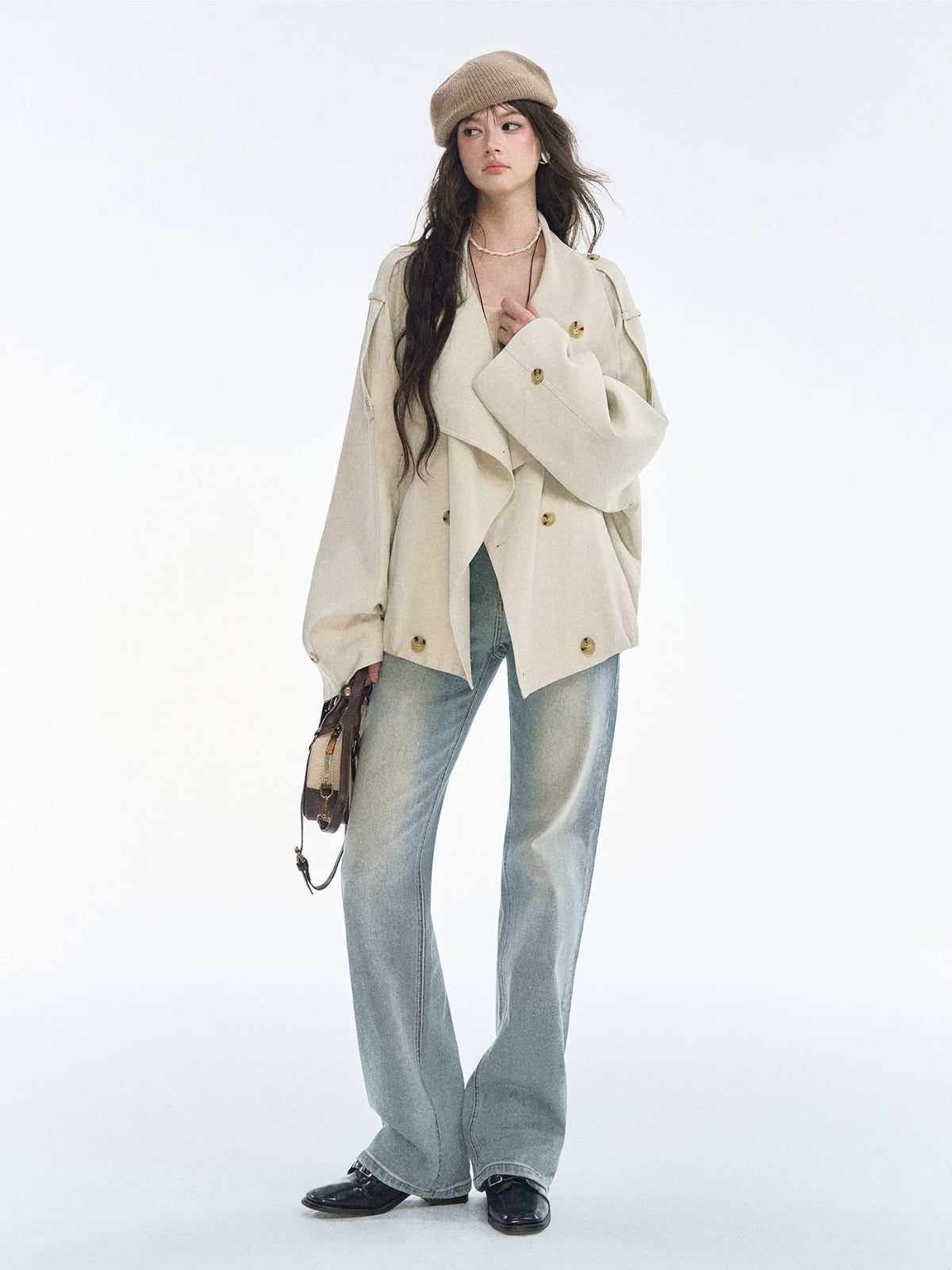 Vintage Bow Embroidered Straight Jeans