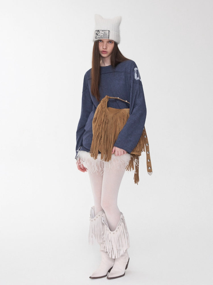 Football Rhinestone Long Sleeve Tee