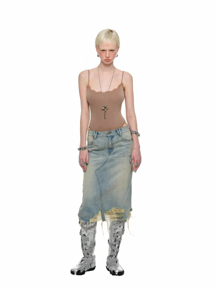 Washed Denim Skirt