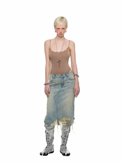 Washed Denim Skirt