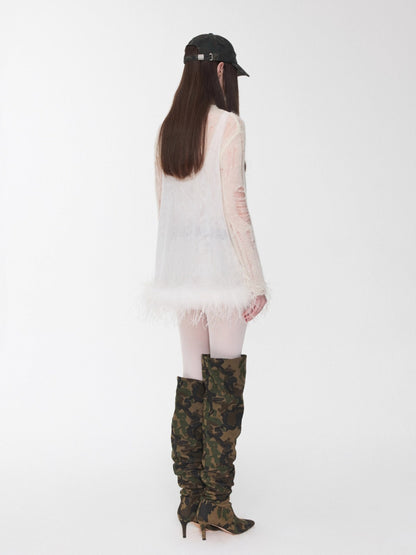 Ostrich Hem Mesh Tank