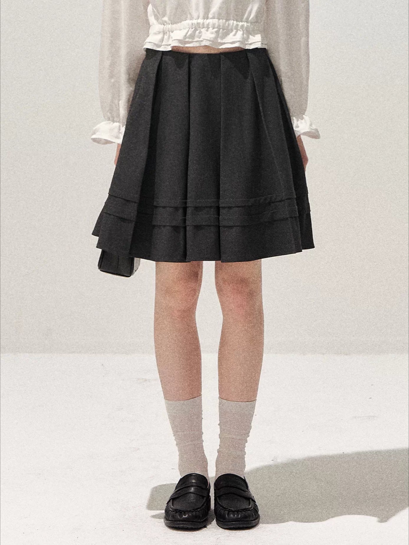 Lace-Trim Vest &amp; Pleated Skirt Set
