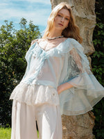 Flowy Chiffon Ruffle V-neck Shirt