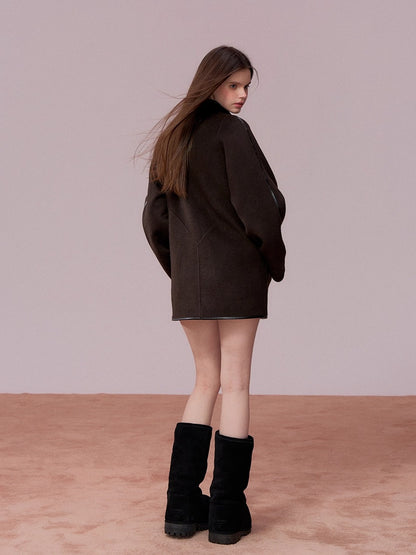 Vintage Shearling-Wool Double-Faced Coat