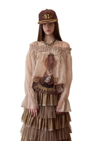 Off-Shoulder Chiffon Print Top