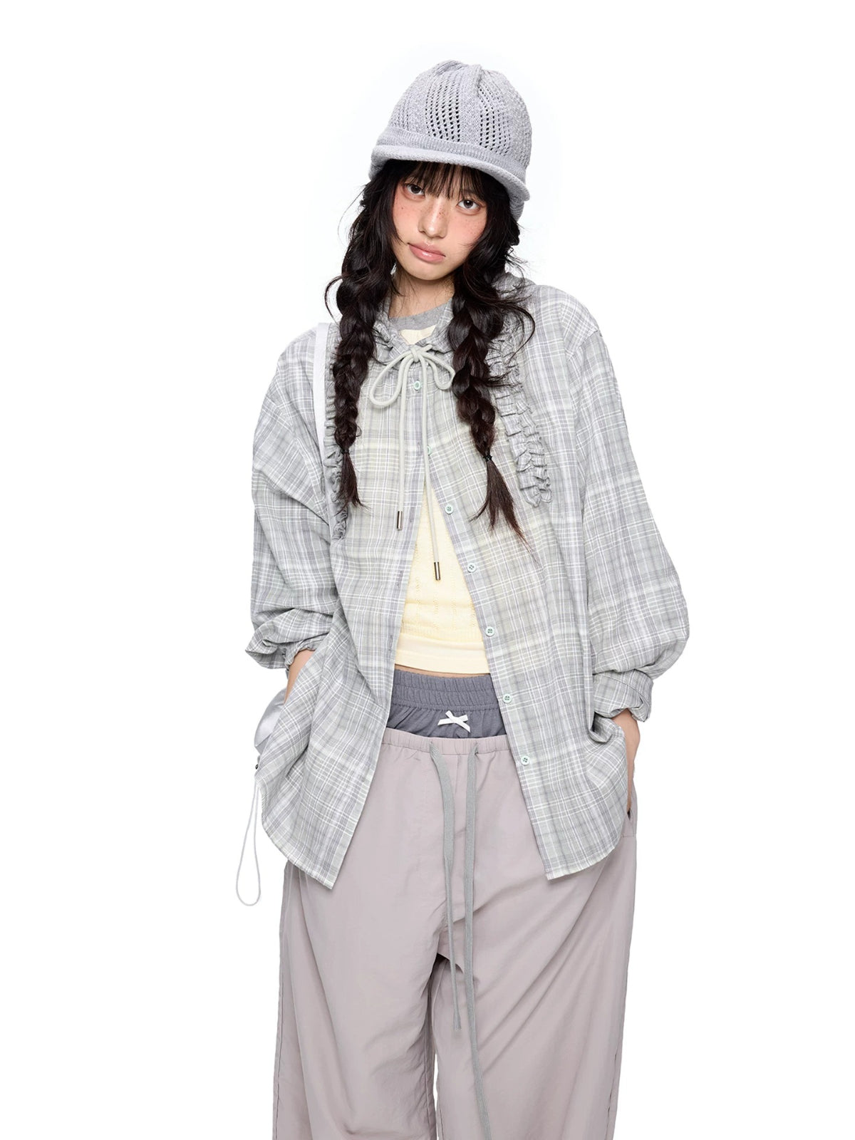 Vintage Plaid Hooded Oversized Shirt