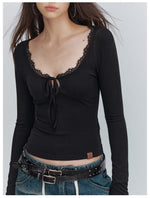 Lace Tie Knit Top