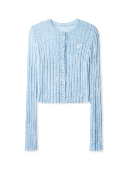 Alpaca Mohair Slim Fit Hollow-out Knit Top