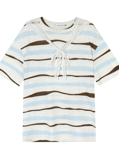Lace Scarf Stripe T-Shirt