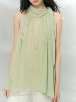 Sheer Rhinestone Chiffon Top