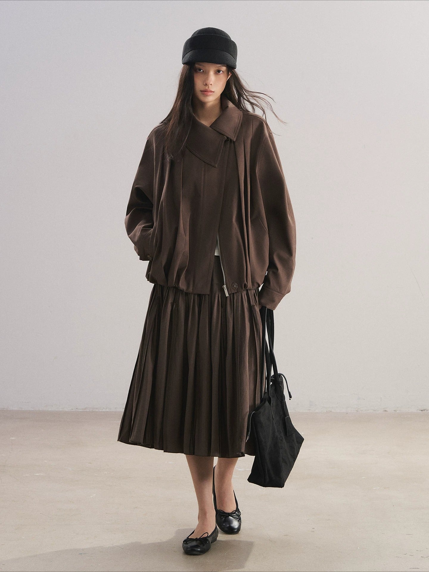 Asymmetric Lapel Bud Hem Jacket