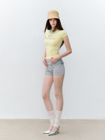 Letter Print Fitted T-shirt