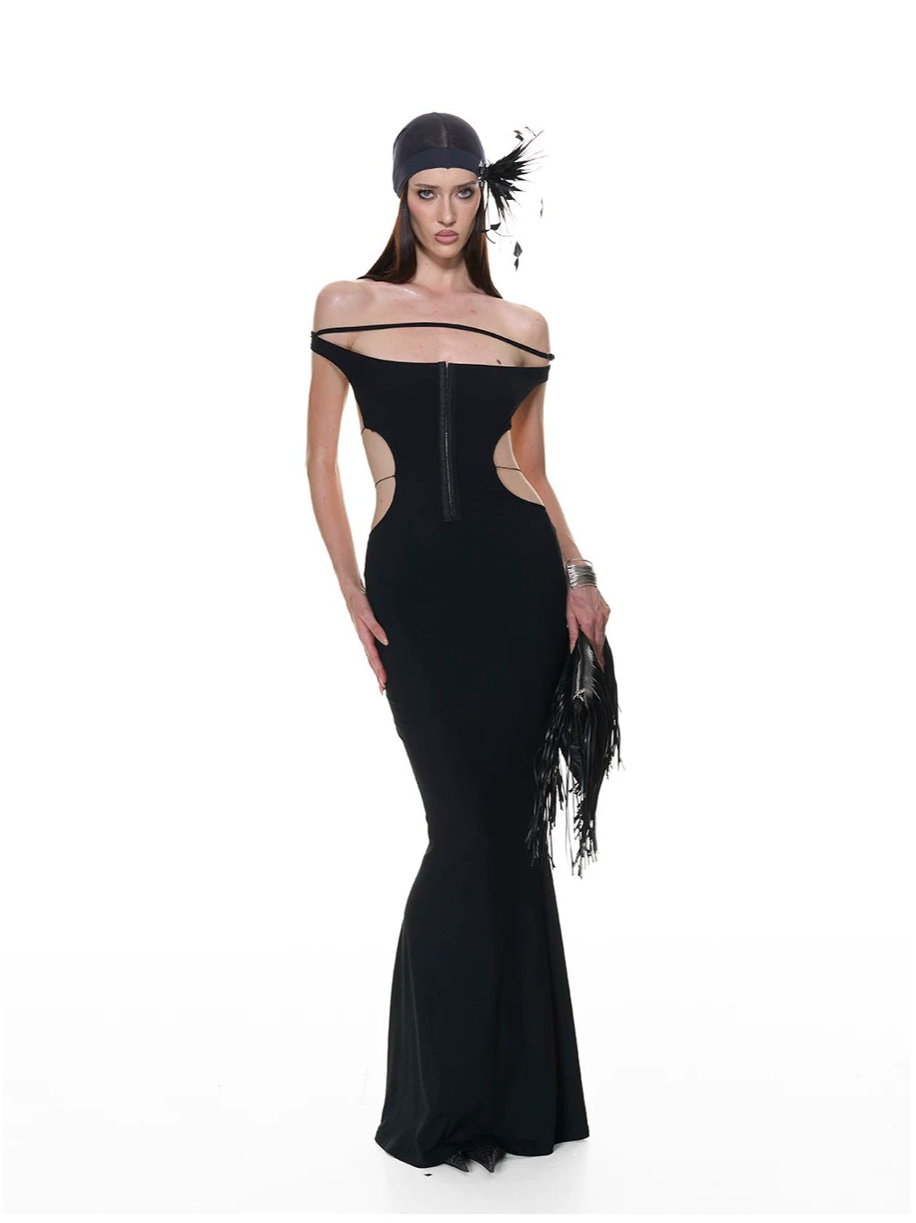 Black Lace-Up Halter Maxi Dress