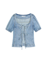 Embroidered Floral Denim Top & Skort Set