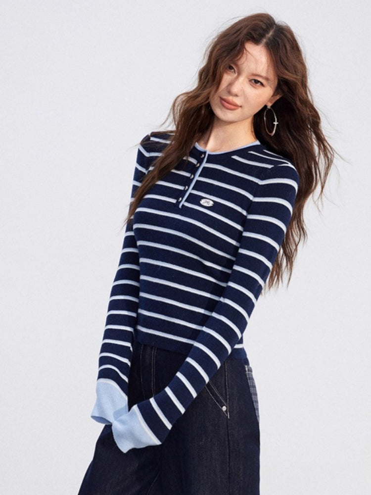 Striped Wool Knit Top